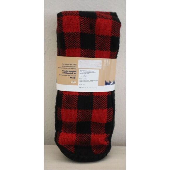 Original Muk Luks 16342-612 Men’s Sz L/XL (11-13) Red/Black Plaid Slipper Socks - Picture 2 of 6
